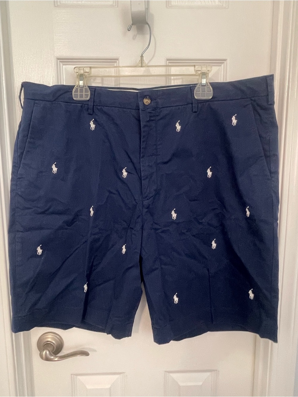 Polo by Ralph Lauren Navy Embroidered White Pony Men’s Flat-Front Shorts